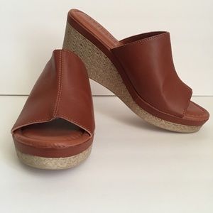 Easy Street Wedge Slide Sandal Heel Brown 8.5